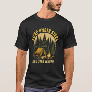 Camiseta Dormir Bajo Estrellas Vivir Sobre Ruedas Camping