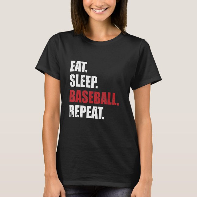 Camiseta Dormir Béisbol Repetir Béisbol Jugador Funny Ba (Anverso)