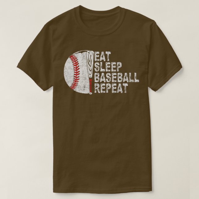 Camiseta Dormir Béisbol Repetir Béisbol Jugador Funny Ba (Diseño del anverso)
