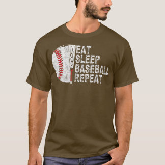 Camiseta Dormir Béisbol Repetir Béisbol Jugador Funny Ba
