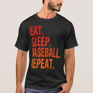 Camiseta Dormir Béisbol Repetir Béisbol Jugador Funny Ba