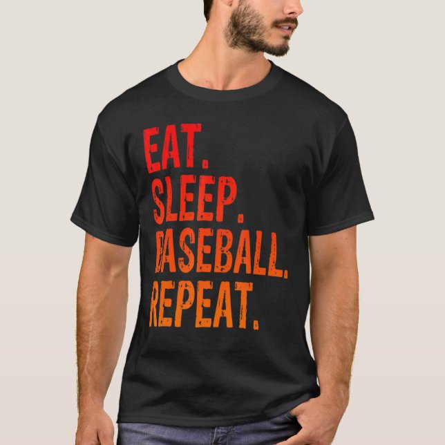 Camiseta Dormir Béisbol Repetir Béisbol Jugador Funny Ba (Anverso)
