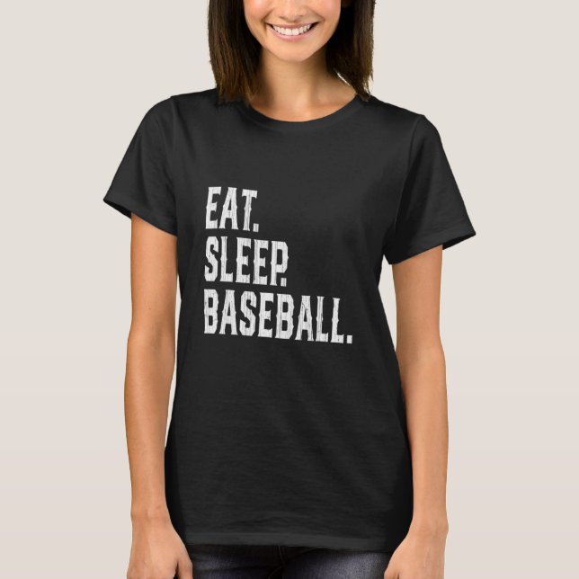 Camiseta Dormir Béisbol Repetir Béisbol Jugador Funny Ba (Anverso)