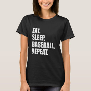 Camiseta Dormir Béisbol Repetir Béisbol Jugador Funny Ba