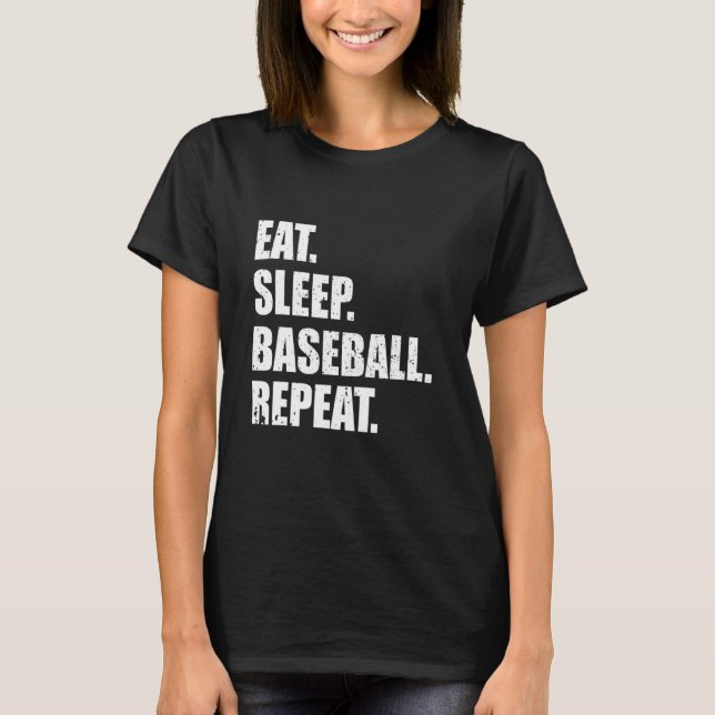 Camiseta Dormir Béisbol Repetir Béisbol Jugador Funny Ba (Anverso)