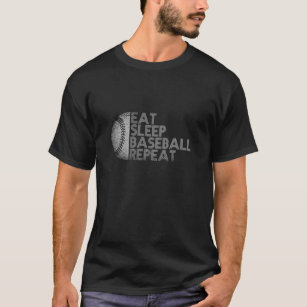Camiseta Dormir Béisbol Repetir Béisbol Jugador Funny Ba