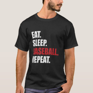 Camiseta Dormir Béisbol Repetir Béisbol Jugador Funny Ba