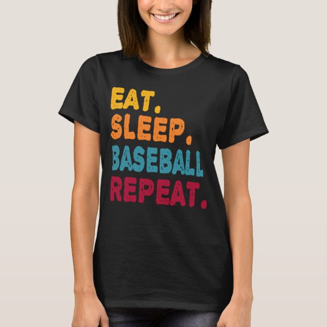 Camiseta Dormir Béisbol Repetir Niños Hombres Deportes Muje (Anverso)