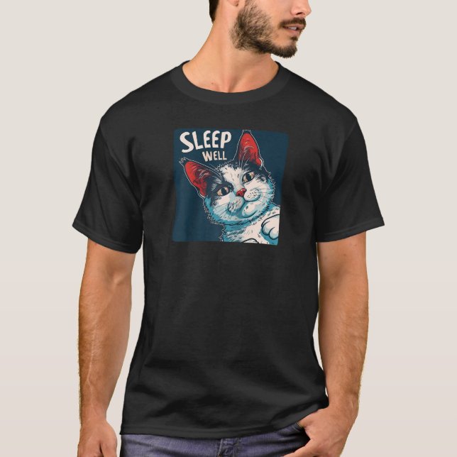 Camiseta Dormir bien Cat Raglan Béisbol Tee (Anverso)