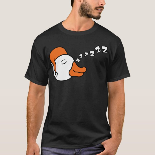 Camiseta dormir cabeza noche cansada gorra zumbido pato neg (Anverso)