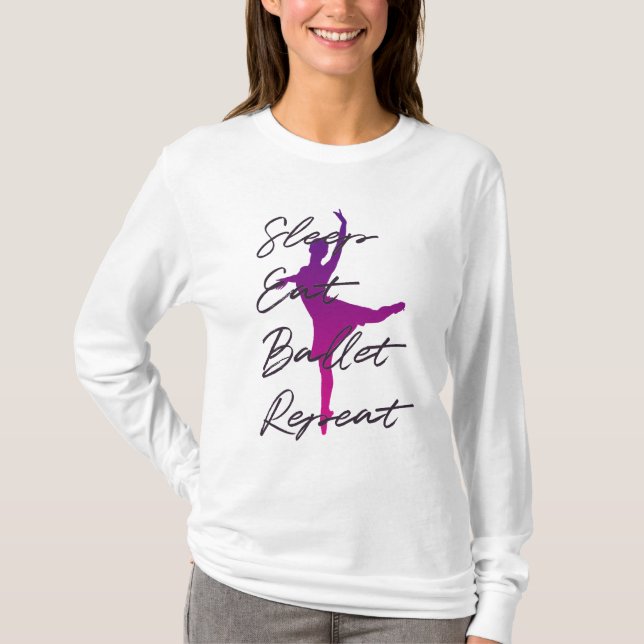 Camiseta Dormir, comer, ballet, repetir (Anverso)