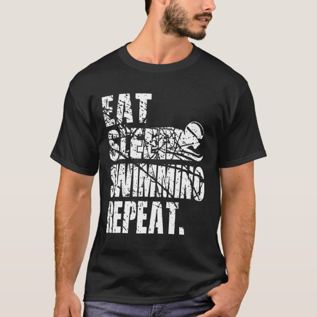 Camiseta Dormir Dormir Nadar Repetir Nadar Lover Funny Gif (Anverso)