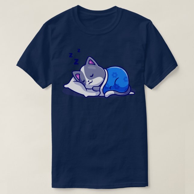 Camiseta Dormir El Gato Con La Almohada Y El Personalizado  (Diseño del anverso)