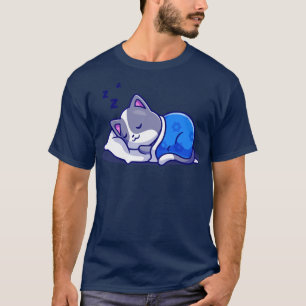 Camiseta Dormir El Gato Con La Almohada Y El Personalizado 