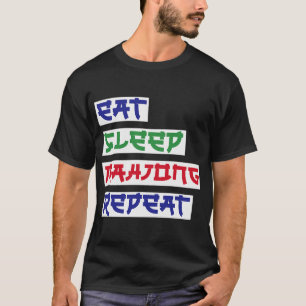Camiseta Dormir Mahjong Repetir las tarjetas Mahjong Pla