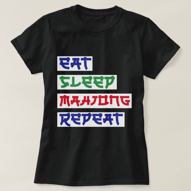 Camiseta Dormir Mahjong Repetir las tarjetas Mahjong Pla (Diseño del anverso)