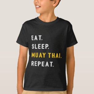 Camiseta Dormir Muay Thai Divertido Mma Kickboxing Comer