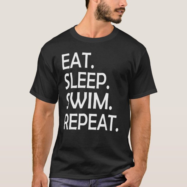 Camiseta Dormir Nadar Repetir Nadar Hombres Mujeres Niños (Anverso)