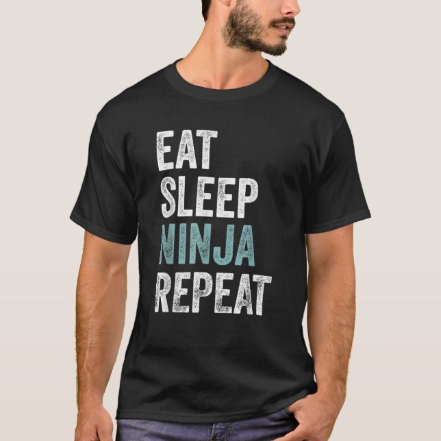 Camiseta Dormir Ninja Repetir Funny Karate Set Ninja T (Anverso)