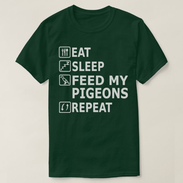 Camiseta Dormir palomas Comer Alimentos Repita el Ventilado (Diseño del anverso)