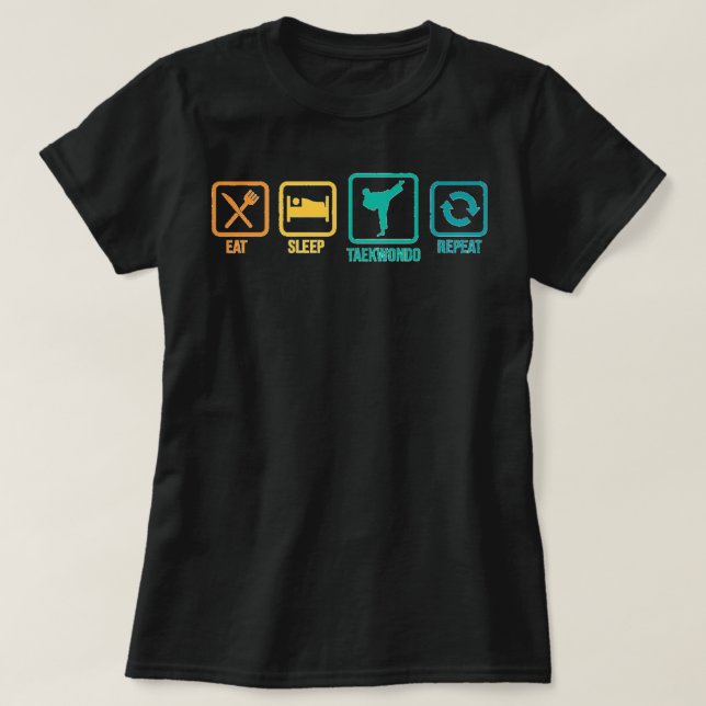 Camiseta Dormir Repetir Taekwondo Tai Chi Artes Marciales F (Diseño del anverso)