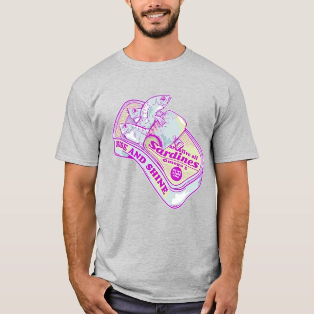 CAMISETA DORMIR SARDINAS RISE Y SHINE (Anverso)