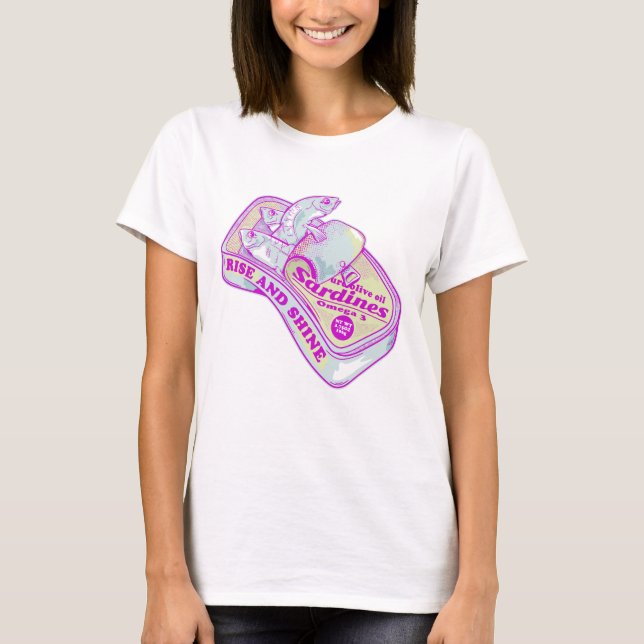 CAMISETA DORMIR SARDINAS RISE Y SHINE (Anverso)