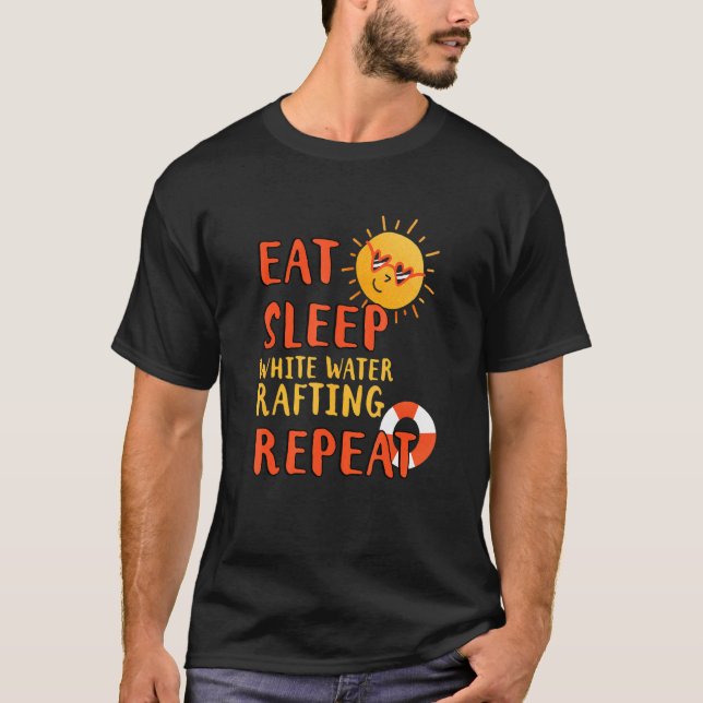 Camiseta Dormir Sleep White Water Rafting Repetir el Raftin (Anverso)