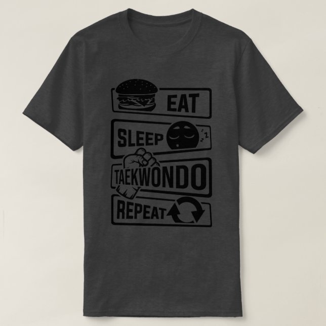 Camiseta Dormir Taekwondo Repetir Artes Marciales Artes Mar (Diseño del anverso)