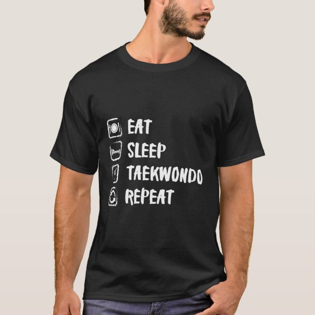 Camiseta Dormir Taekwondo Repetir el deporte (Anverso)