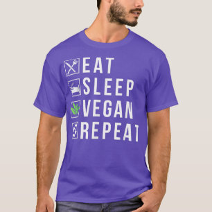 Camiseta Dormir Vegan Repetir Divertido Estilo de Vida Vege