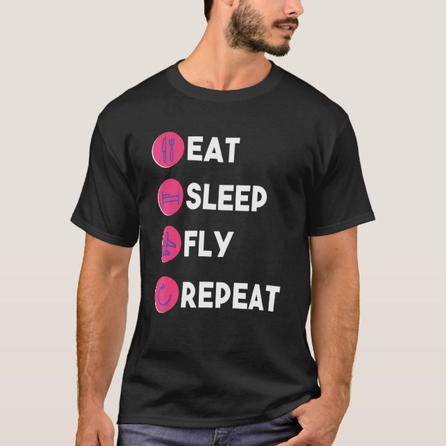 Camiseta Dormir Vuelo Repetir Aviones Oficial Naval Volante (Anverso)