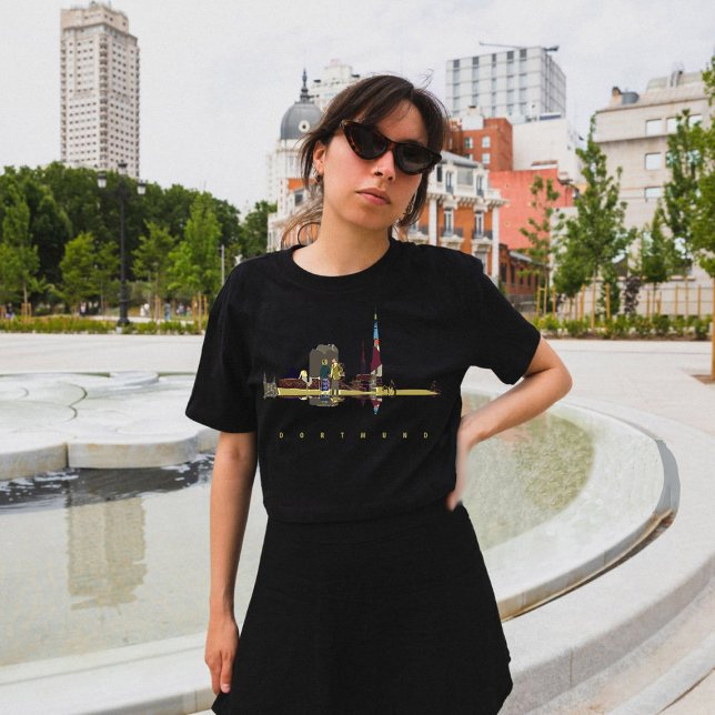 Camiseta Dortmund Colorful Silhouette (Dortmund, Germany, black t-shirt for women)
