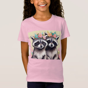 Camiseta Dos adorables mapaches con coronas de flores