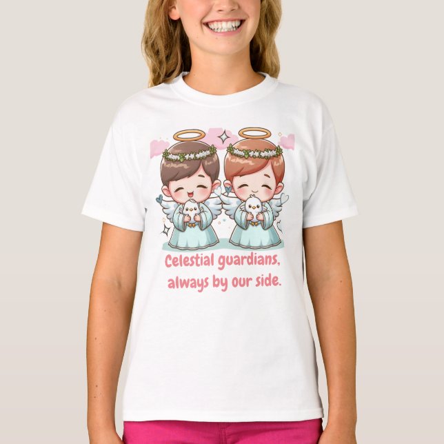 Camiseta Dos ángeles, guardianes celestiales. (Anverso)