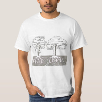 Camiseta Dos árboles con raíces de miedo y amor que represe