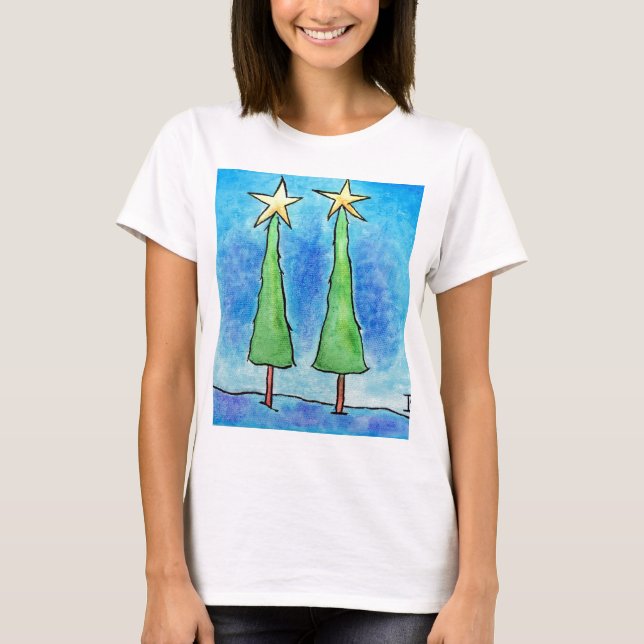 Camiseta Dos árboles de Navidad altos (Anverso)
