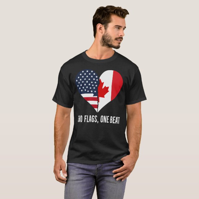Camiseta Dos Banderas Un Latido Canadá🇨🇦  América🇺🇸 (Anverso completo)