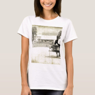 Camiseta Dos buggies Amish Sepia Camino Rural
