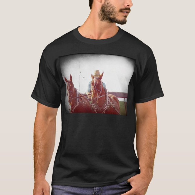 Camiseta Dos caballos Amish Team Faux Vintage (Anverso)