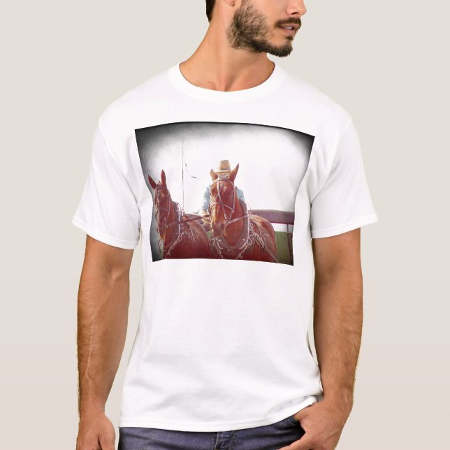Camiseta Dos caballos Amish Team Faux Vintage (Anverso)