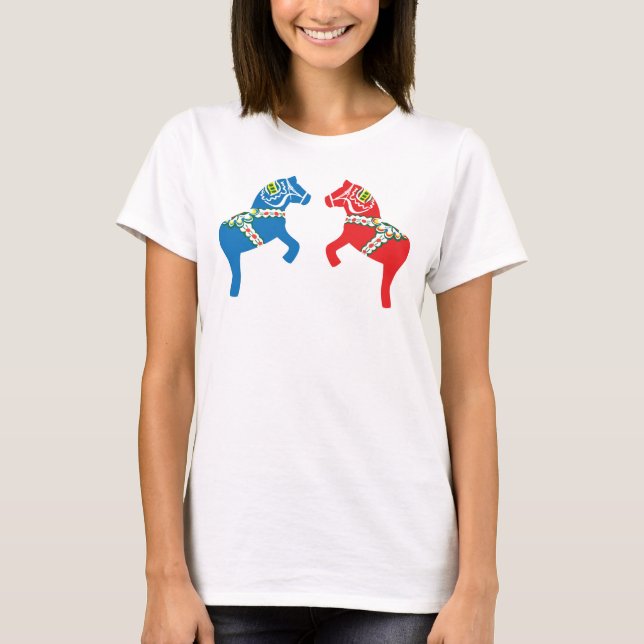 Camiseta Dos caballos Dalarian opuestos - dalahästar (Anverso)