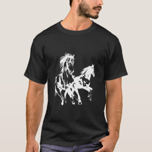 Camiseta Dos caballos en contorno blanco