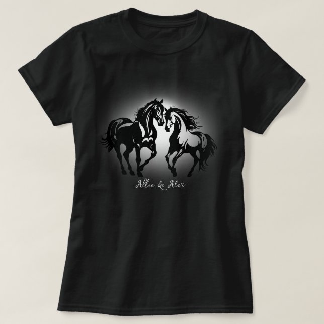 Camiseta Dos caballos enamorados pareja de caballos blancos (Diseño del anverso)
