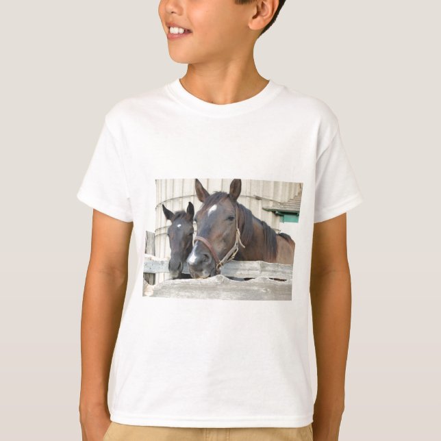 Camiseta Dos caballos mastican una cerca (Anverso)