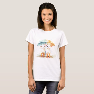 Camiseta Dos cabras bebés en un día de lluvia