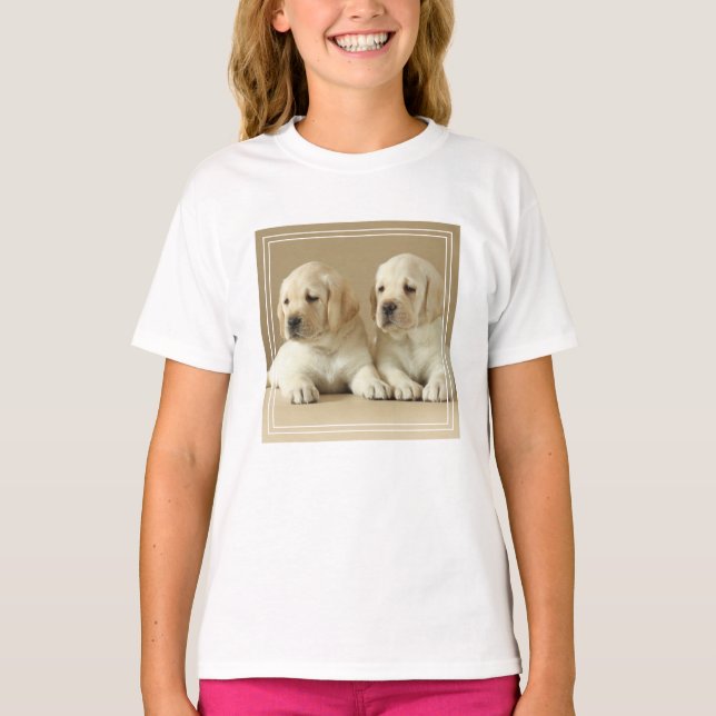 Camiseta Dos Cachorros Labrador Dorados (Anverso)