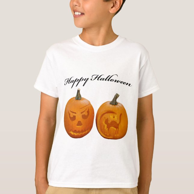 Camiseta Dos calabazas feliz Hallween T-Shirt (Anverso)