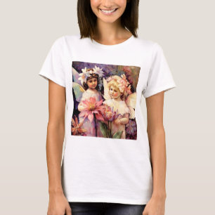 Camiseta Dos Chicas de hadas en un jardín de flores