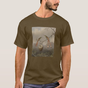 Camiseta Dos colibríes con sus jóvenes